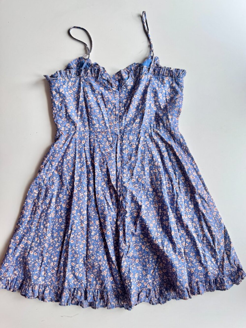 MADEWELL Summer Vines Heritage Blue Floral Cotton Voile Cami Mini Dress, Size 6 - Picture 9 of 12
